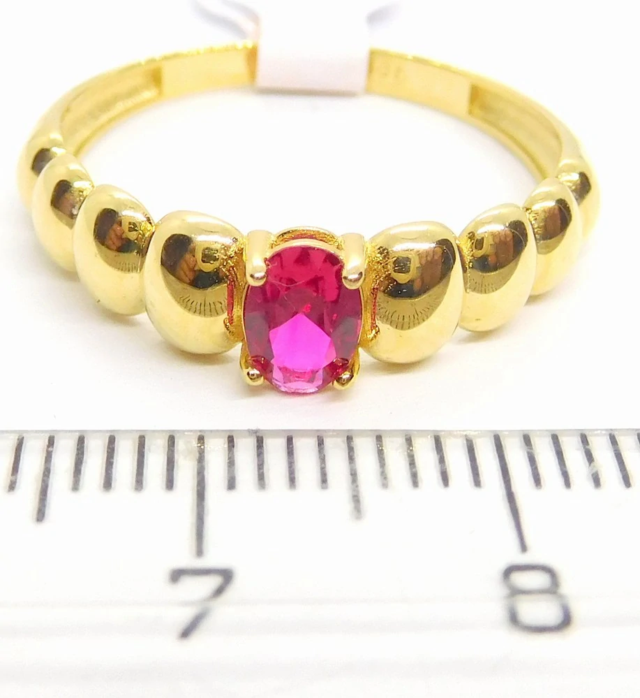 Klenoty Budín Mohutný zásnubní dámský zlatý prsten s červeným rubínem 585/1,69gr vel. 62 HK1239