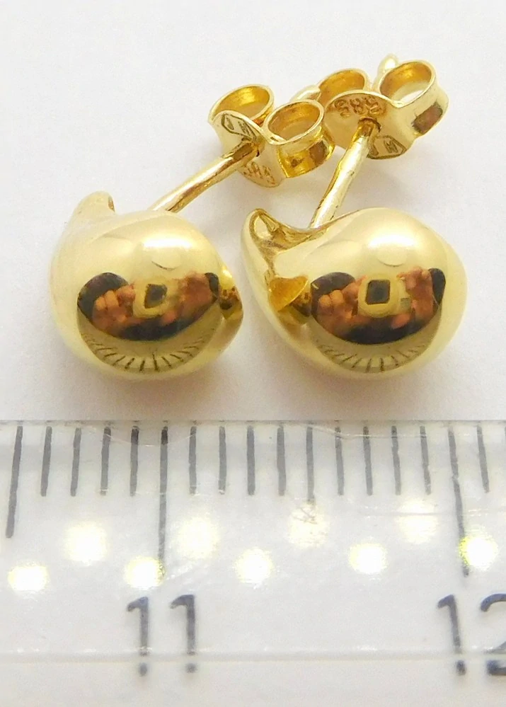 Klenoty Budín Dámské hladké pecičky ze žlutého zlata KAPKY na puzetku 585/1,51gr HK2337