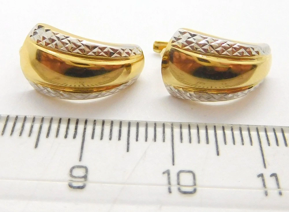 Klenoty Budín Dámské gravírované náušnice z bílého a žlutého zlata 585/1,60gr HK2339