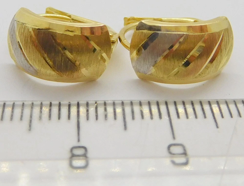 Klenoty Budín Dámské gravírované náušnice z bílého a žlutého zlata 585/1,66gr HK2340