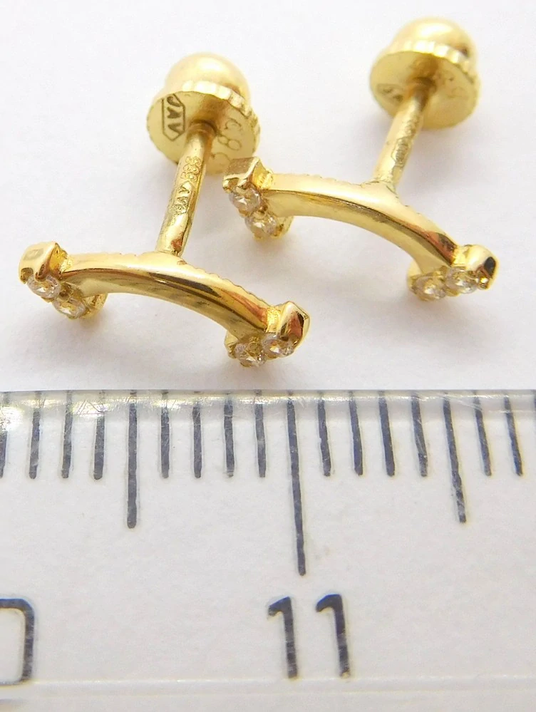 Klenoty Budín Dámské zlaté peckové náušnice SMILE na šroubek 585/0,86gr ZE0775XJ70-8600