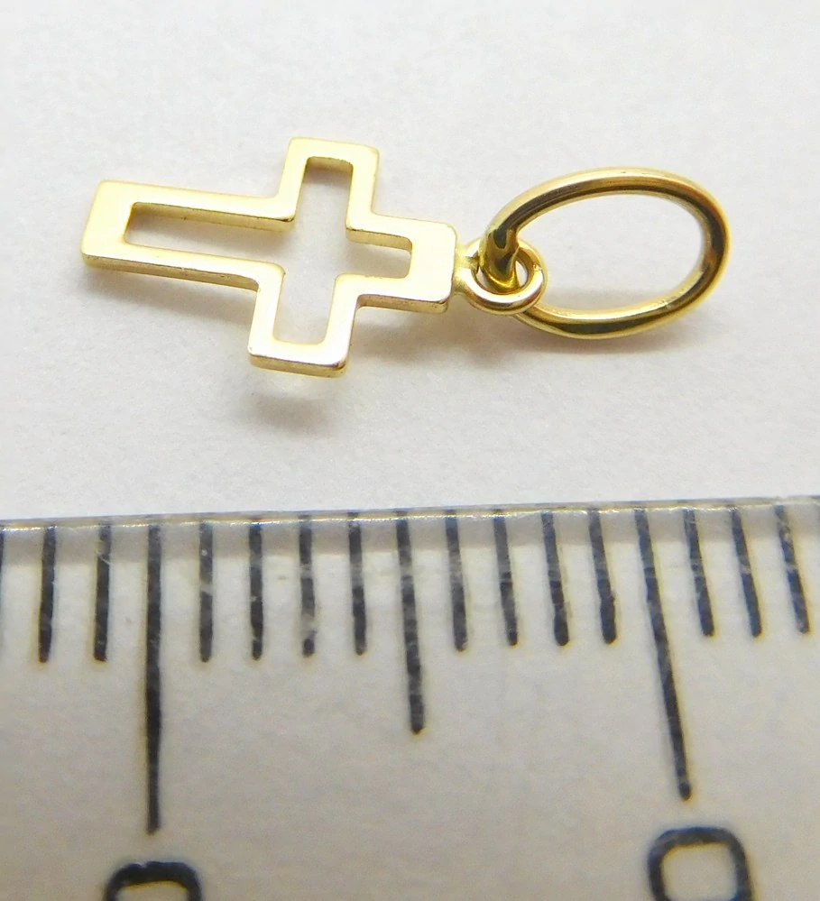 Klenoty Budín Dámský zlatý přívěsek křížek ze žlutého zlata 585/0,16gr 01208