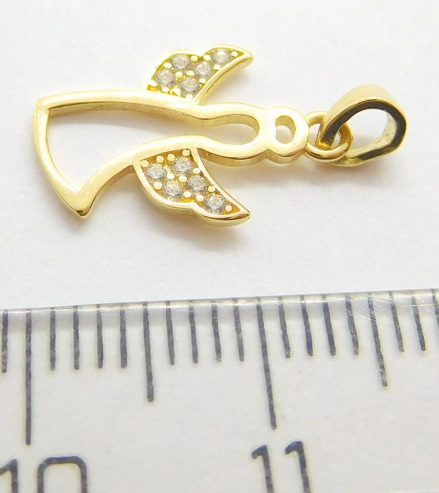 Klenoty Budín Dámský zlatý přívěsek se zirkony andělíček 585/0,78gr HK3247