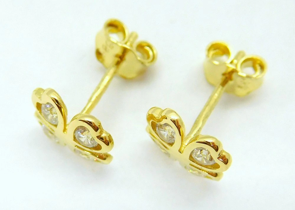 Klenoty Budín Dámské peckové zlaté náušnice na puzetku se zirkony 585/1,04gr HK2360