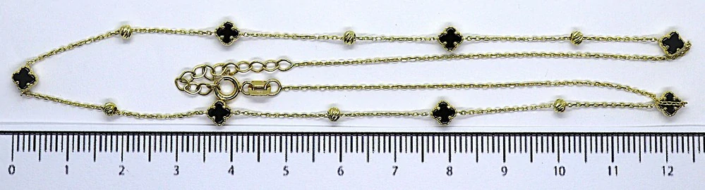 Klenoty Budín Dámský zlatý náhrdelník s černými onyxy 585/2,70gr 45cm HK4068