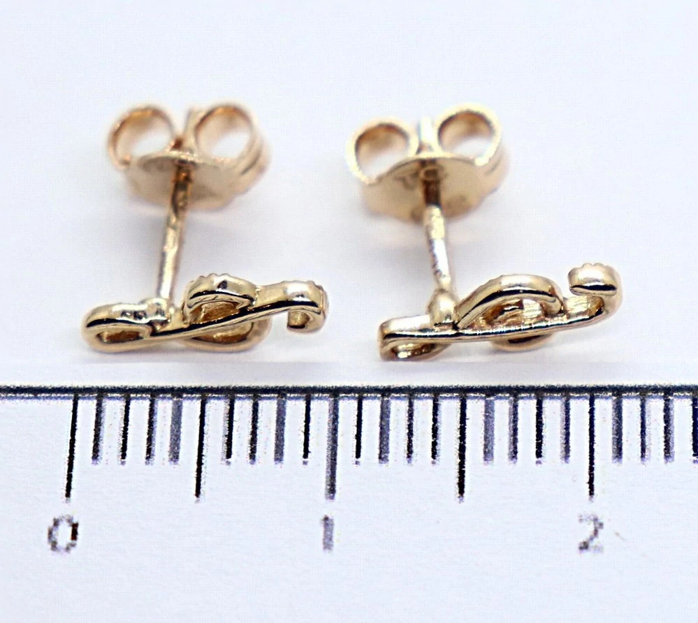 Klenoty Budín Dámské peckové zlaté náušnice z růžového zlata na puzetku houslový klíč 585/1,00gr HK2355