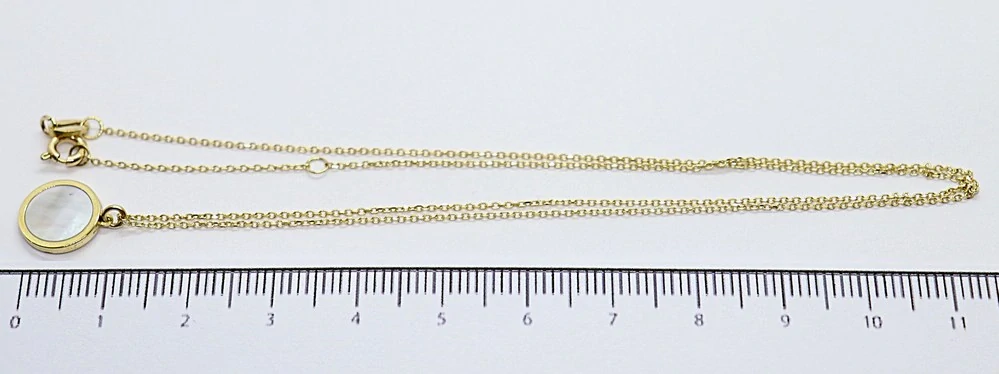 Klenoty Budín Dámský zlatý náhrdelník ze žlutého zlata s přívěskem s perletí  585/1,95gr 42+3cm HK4067