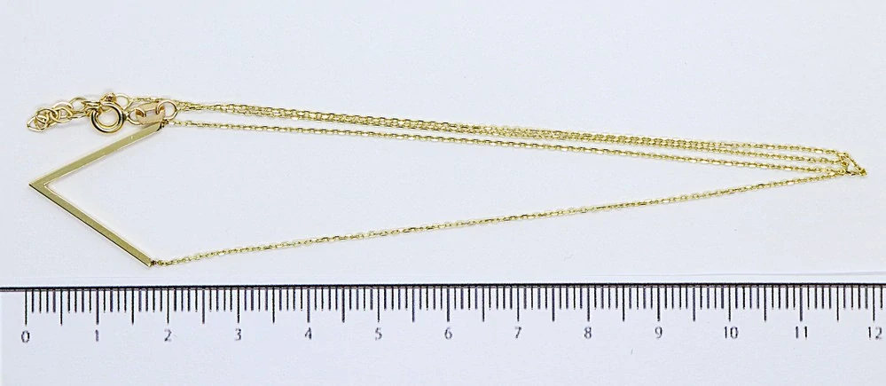Klenoty Budín Dámský zlatý náhrdelník ze žlutého zlata s přívěskem "V" 585/1,71gr 42+3cm HK4072