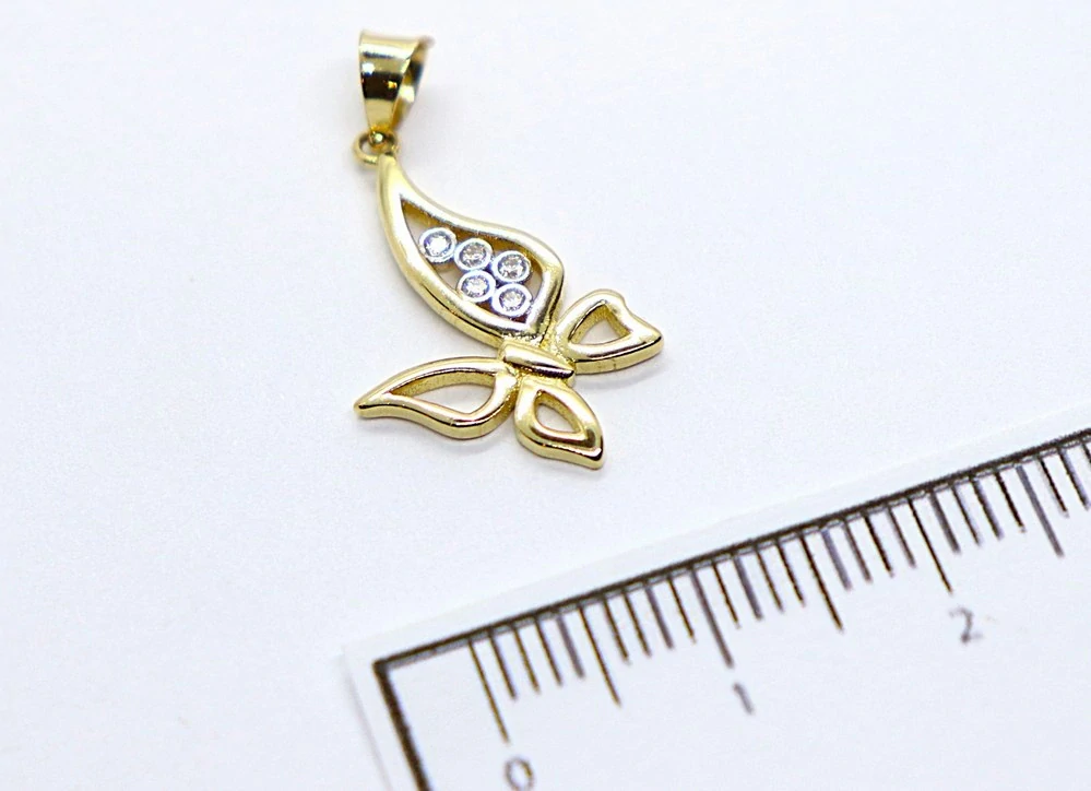 Klenoty Budín - Zlatý přívěsek ze žlutého zlata se zirkony motýlek 585/1,09gr HK3236