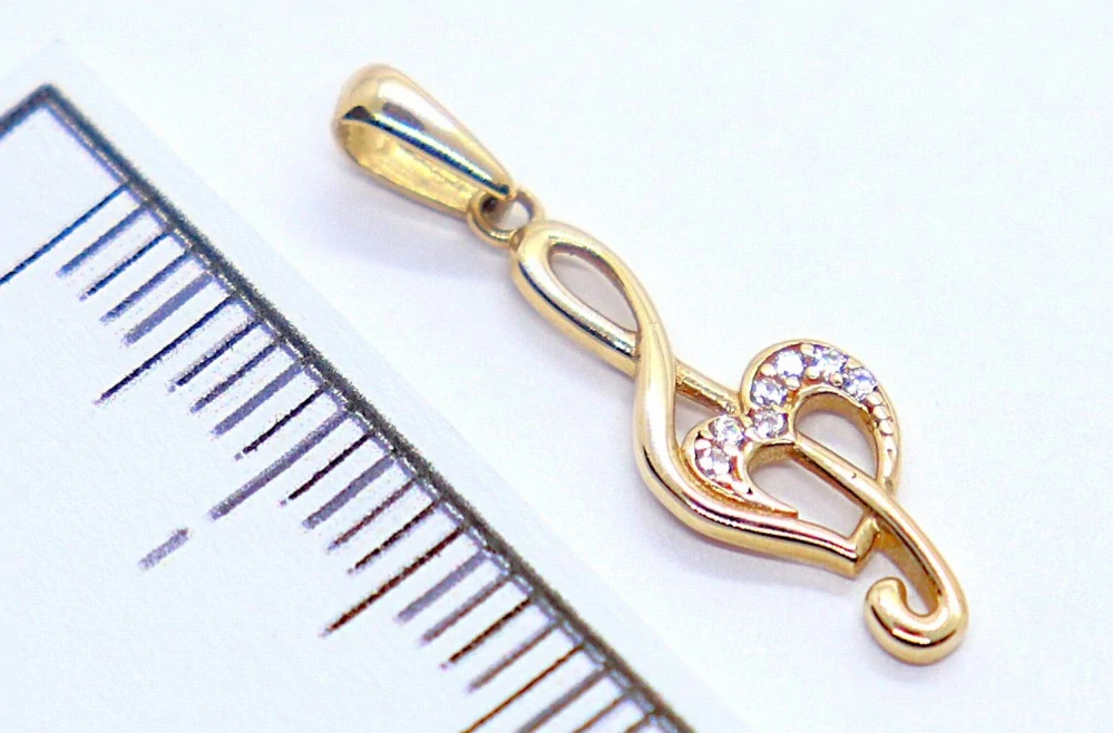 Klenoty Budín Dámský zlatý přívěsek z růžového zlata se zirkony houslový klíč 585/0,60gr HK3255