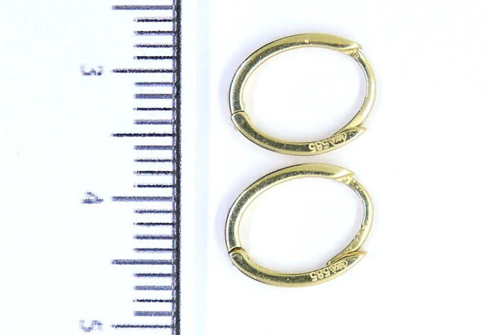 Klenoty Budín Dívčí zlaté kruhové náušnice se zirkony oválky 585/0,97gr HK2413