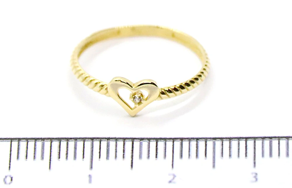 Klenoty Budín Dámský zásnubní srdíčkový prsten ze žlutého zlata se zirkonem 585/0,70gr vel. 50 HK1250