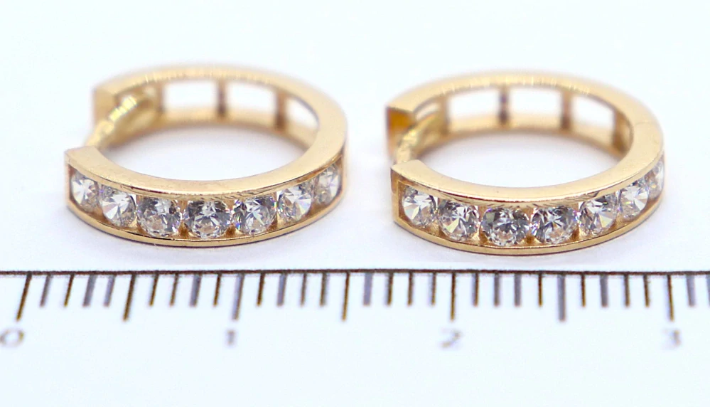 Klenoty Budín Dámské kruhové zlaté náušnice z růžového zlata se zirkony 585/2,08gr HK2409