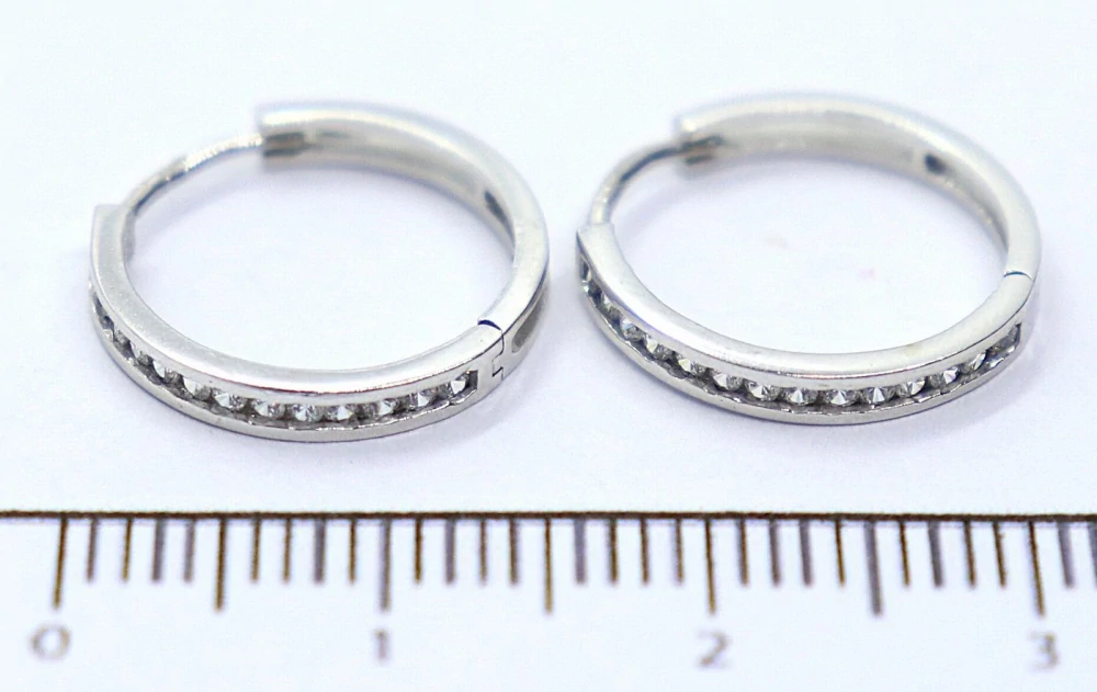 Klenoty Budín Dámské zlaté kruhové náušnice se zirkony z bílého zlata 585/1,50gr HK2410