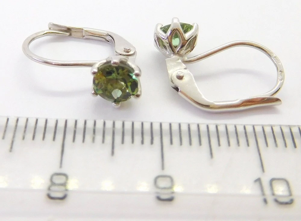 Klenoty Budín Dámské diamantové zlaté náušnice z bílého zlata s přírodními turmalíny 1,90CT 585/1,57gr B0131