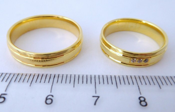 Luxusní zlaté snubní prsteny Couple 585/1000 s diamanty 5N13