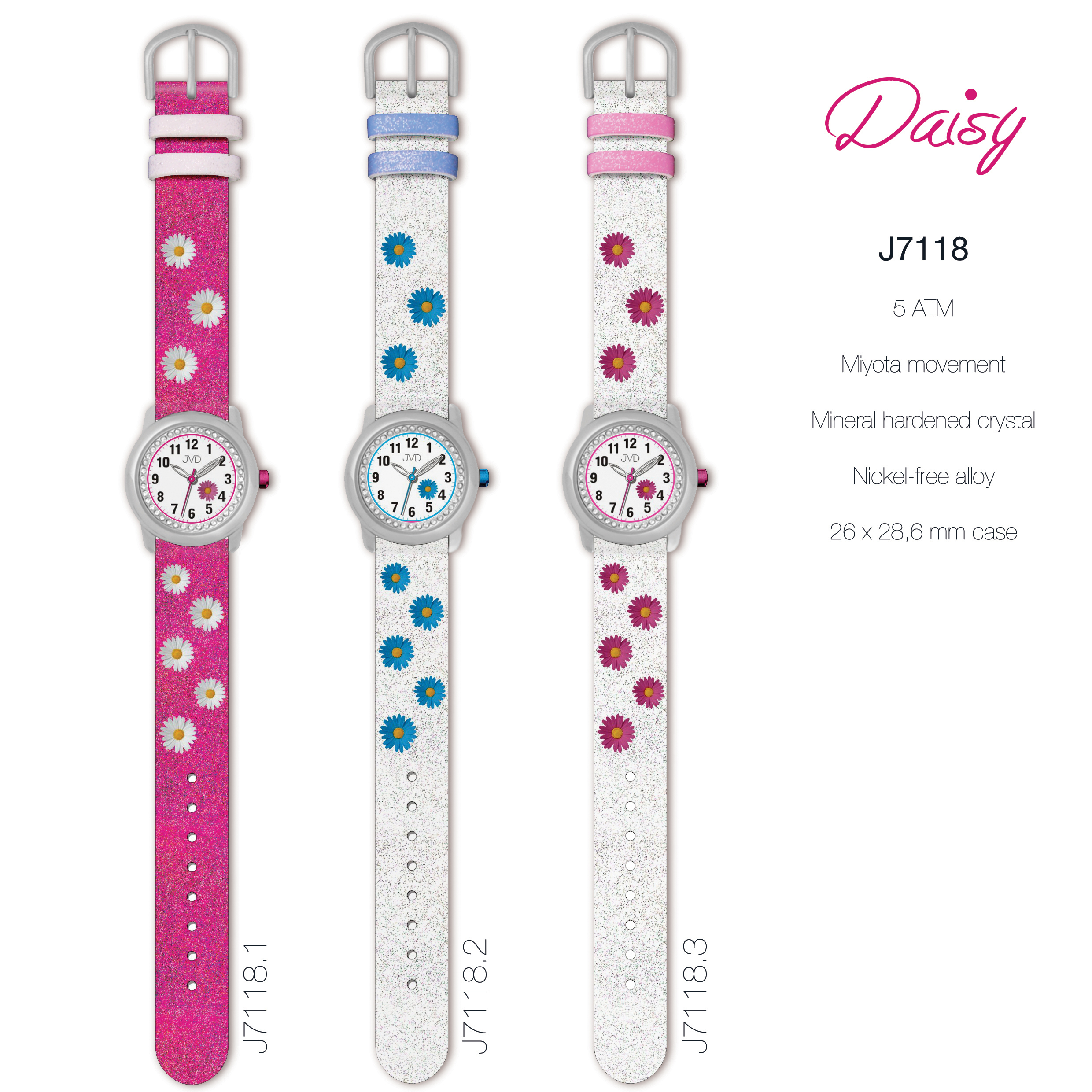 Dětské růžové náramkové hodinky JVD basic J7118.1