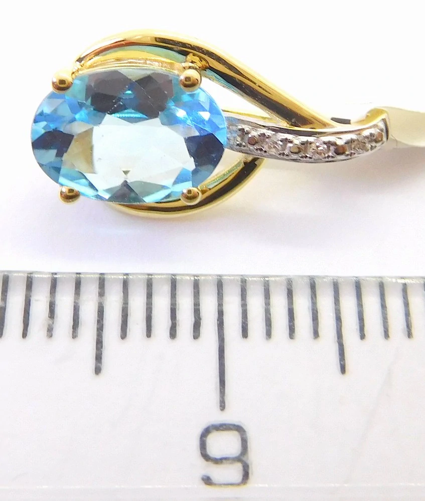 Klenoty Budín Dámský zlatý diamantový přívěsek s diamanty a blue topazem 1,420CT 585/0,75gr 3824526