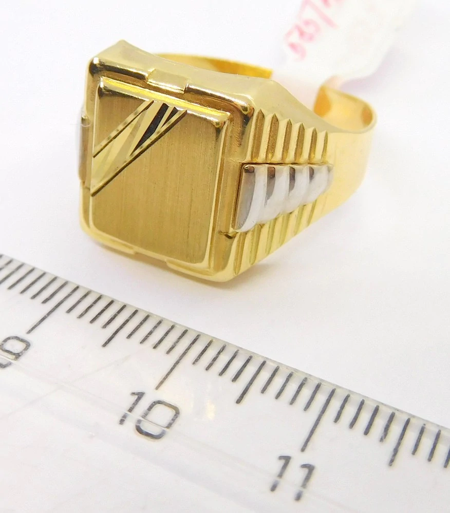 Klenoty Budín Pánský zlatý gravírovaný masivní prsten z bílého a žlutého zlata vel. 69 585/4,09gr HK1265