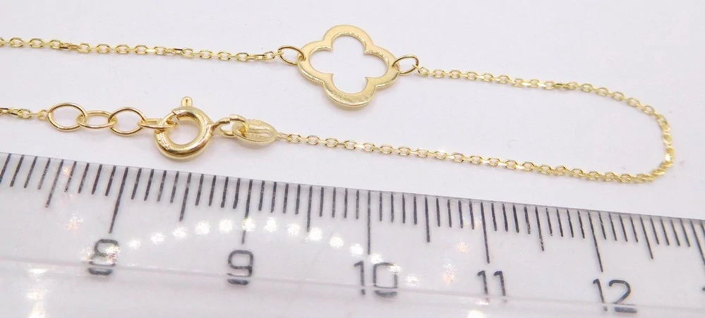 Klenoty Budín Dámský zlatý náramek ze žlutého zlata se čtyřlístkem pro štěstí 585/0,63gr 17+1cm HK7153