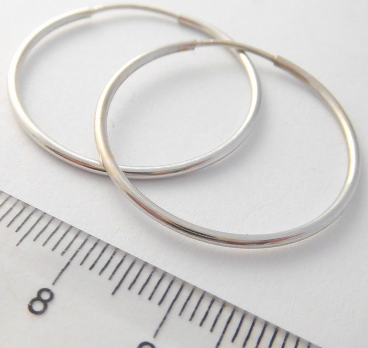 Klenoty Budín Velké hladké zlaté kruhy z bílého zlata 30mm/3,0cm 585/0,99gr H025