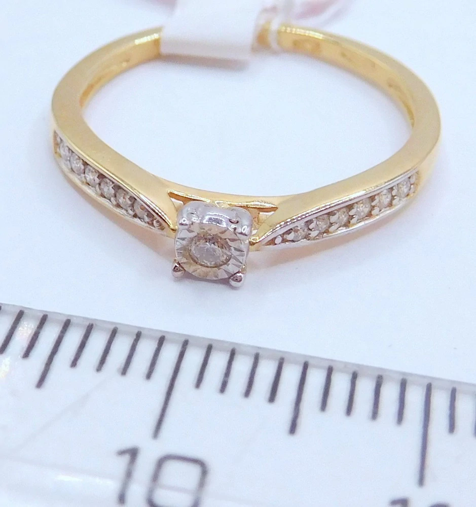 Klenoty Budín Zásnubní diamantový prsten ze žlutého zlata 585/1,43gr 13ks 0,09ct vel. 53 HKD53