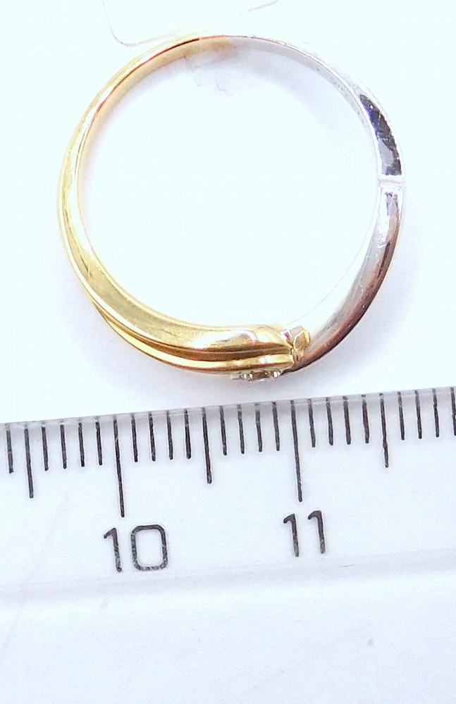Klenoty Budín Zásnubní diamantový prsten z bílého a žlutého zlata 585/2,62gr vel. 52 diamant 0,06CT JR5699