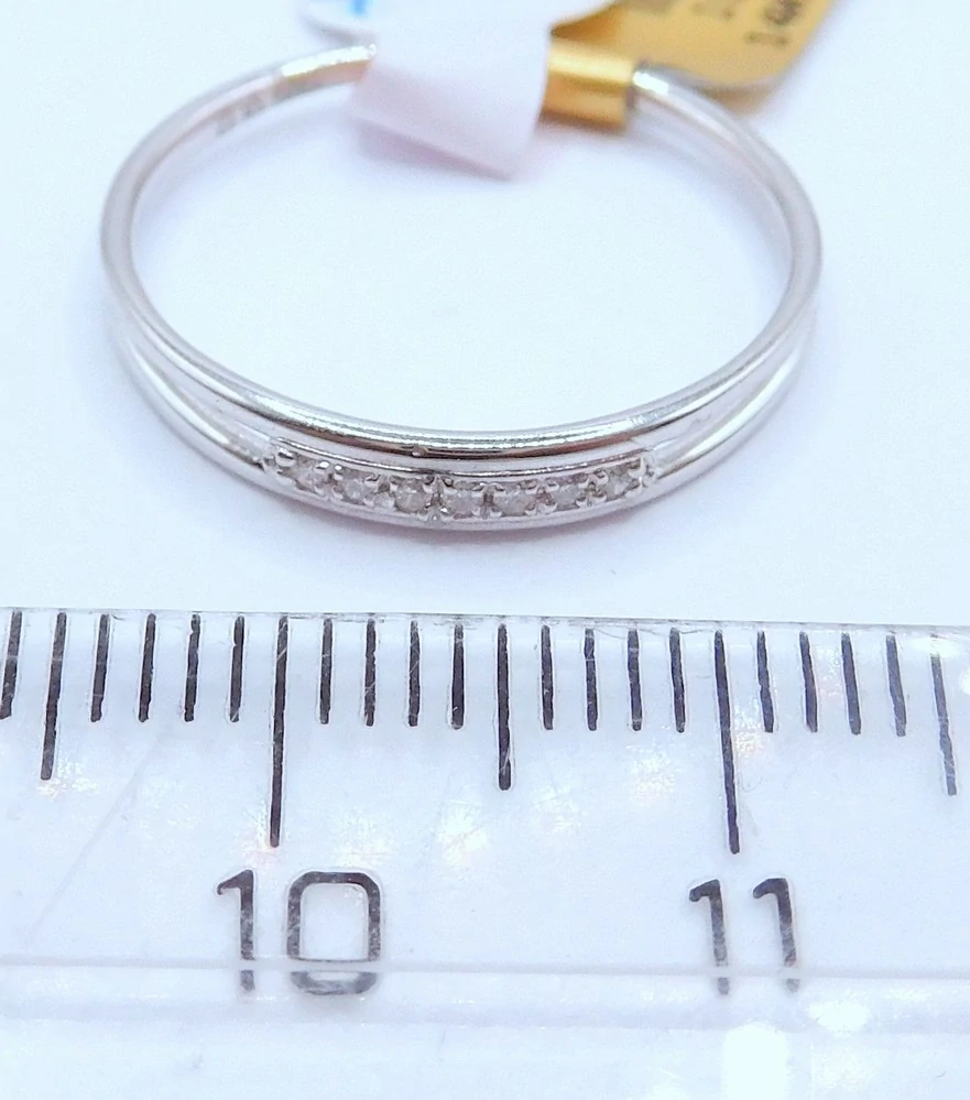 Klenoty Budín Diamantový zlatý prsten z bílého zlata 585/1,17gr vel. 52 DIAMANT 0,05CT HD102