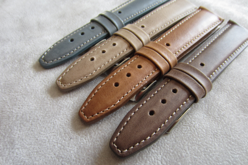 Polstrovaný béžový prošitý řemínek LAVVU CLASSIC z luxusní kůže Top Grain - 22mm LSKUF22