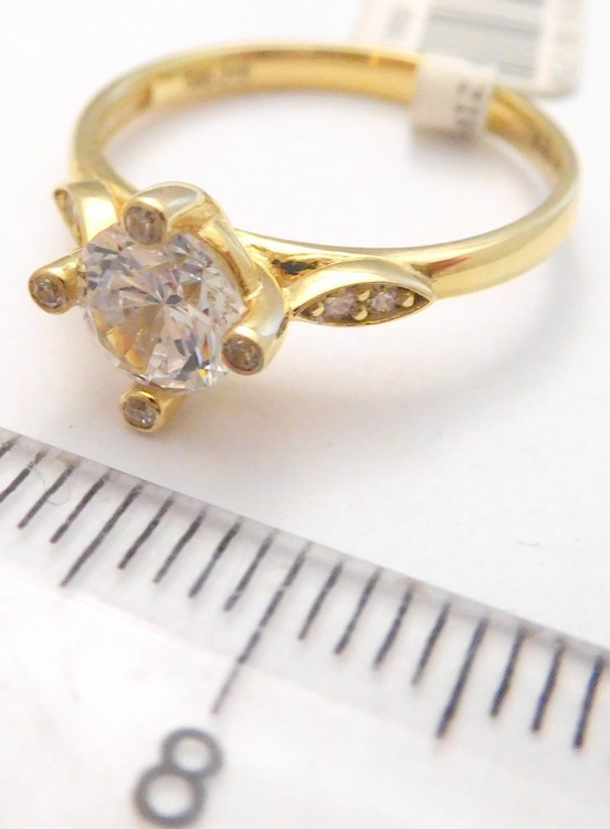 Klenoty Budín Mohutný zásnubní zlatý prsten ze žlutého zlata s velkým zirkonem 585/2,05gr vel. 50 1216085