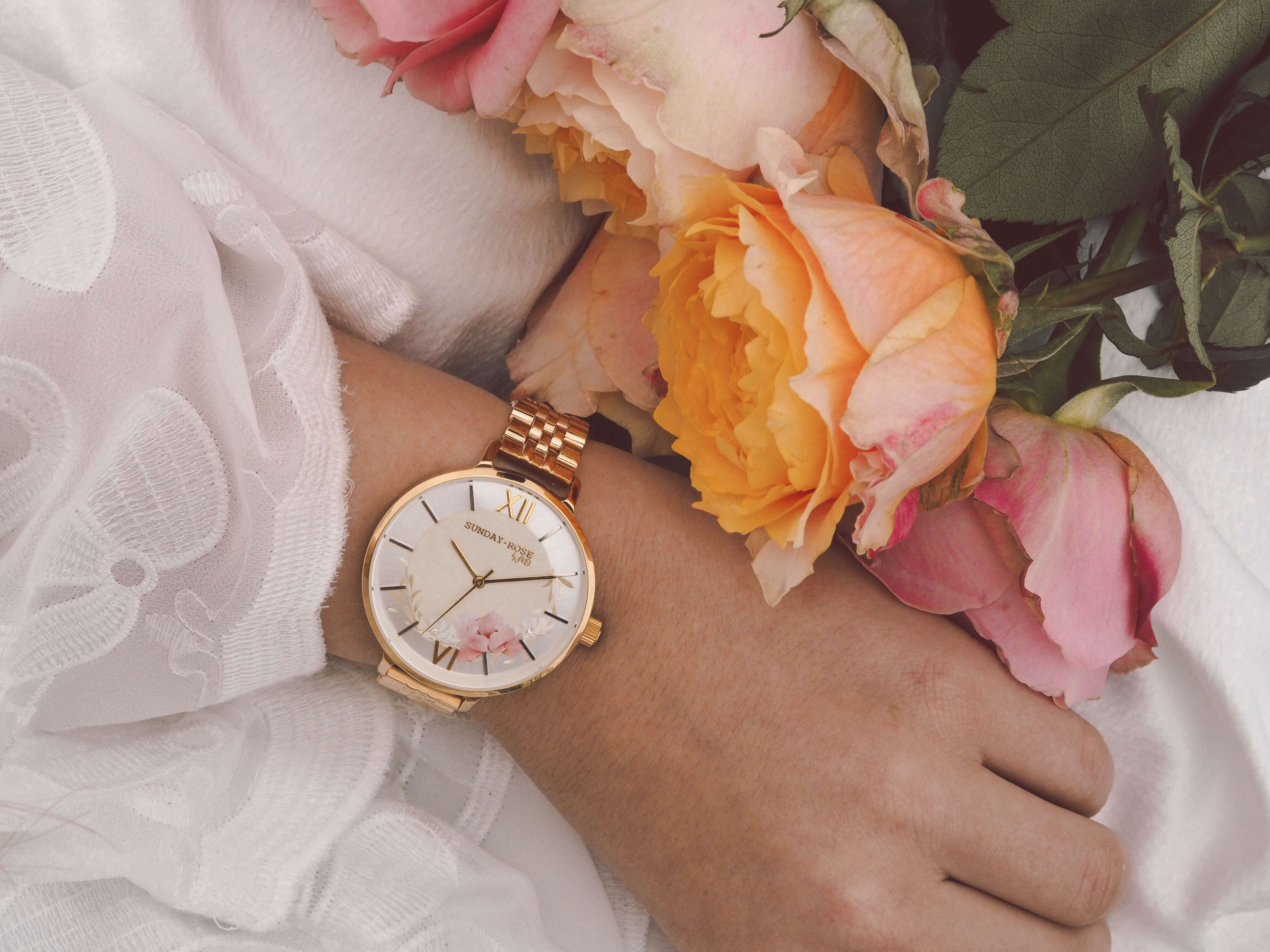 Dámské luxusní designové hodinky SUNDAY ROSE Spirit TEA ROSE SUN-S14