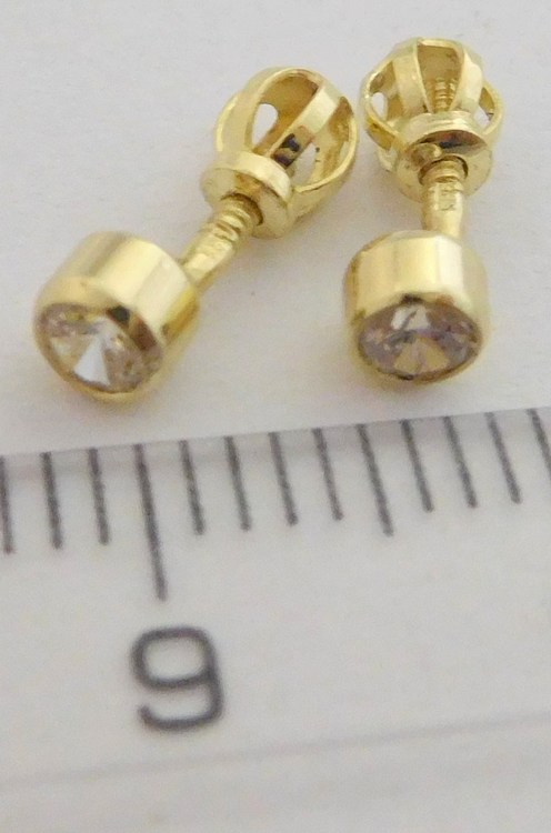 Klenoty Budín Zlaté pecičky se zirkony se zapínáním na šroubek 585/1,33gr HK2378