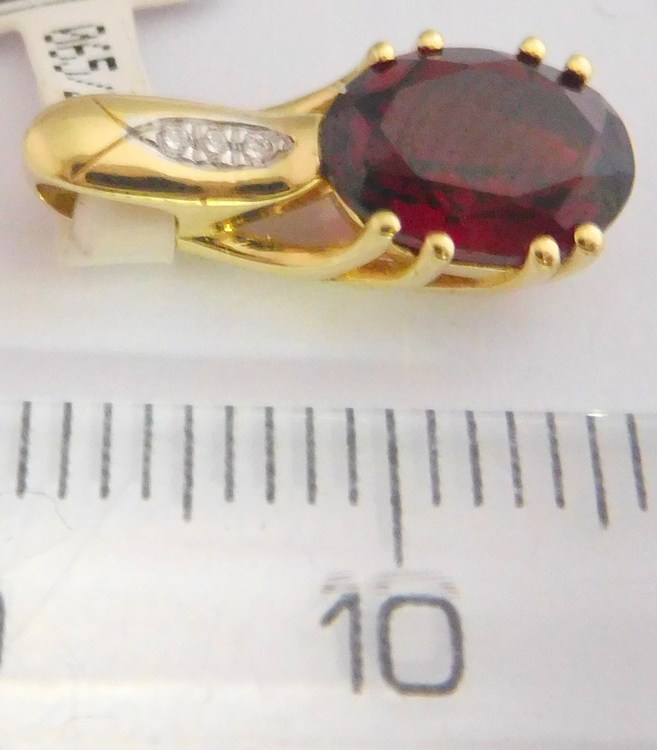 Zlatý diamantový přívěsek s diamantem a granátem 1,52CT 585/0,92gr 3820682