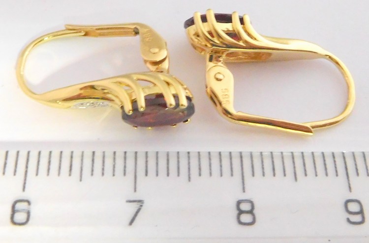 Diamantové zlaté náušnice s diamanty a granáty 2x1,88CT 585/2,35gr 3830905