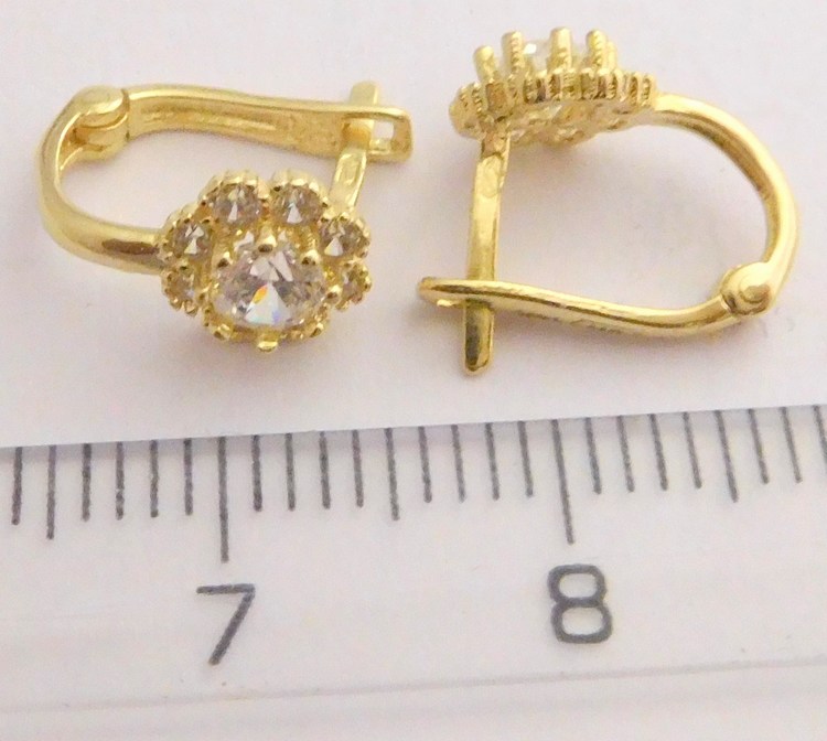 Klenoty Budín Dámské/dívčí zlaté náušnice se zirkony 585/1,26gr HK2014