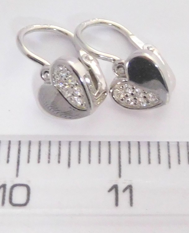 Klenoty Budín Zlaté dětské náušnice z bílého zlata se zirkony - srdíčka 585/1,05gr 336041230