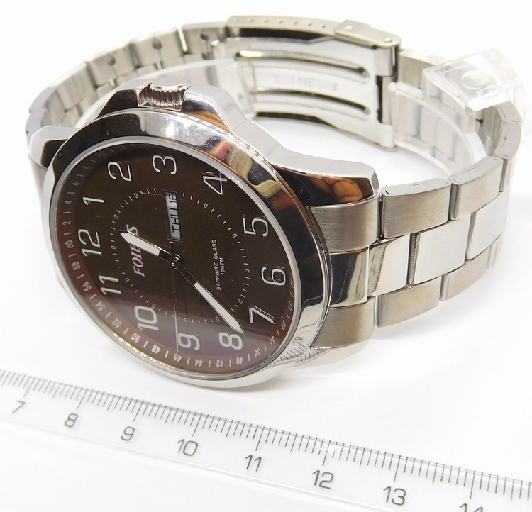 Foibos Pánské vodotěsné přehledné ocelové hodinky Foibos se safírovým sklem CK7090.5