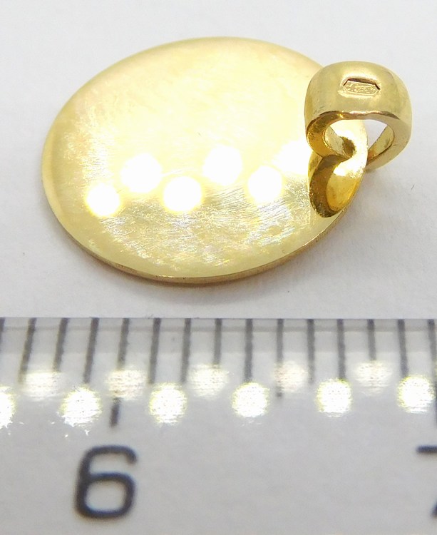 Klenoty Budín Hladký zlatý přívěsek (vhodný pro gravírování) pr. 12mm 585/0,82gr HK3079