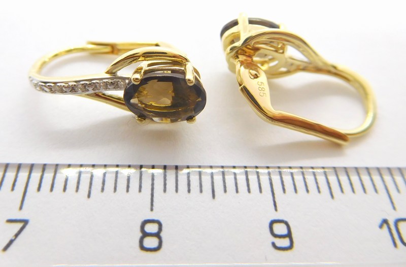 Klenoty Budín Diamantové zlaté náušnice s diamanty a záhnědami 2x1,37CT 585/1,95gr 3834530