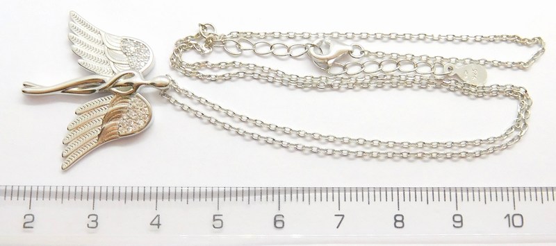 Klenoty Budín Dámský stříbrný náhrdelník s velkým andělem se zirkony 45+5cm 925/1000 030896100005