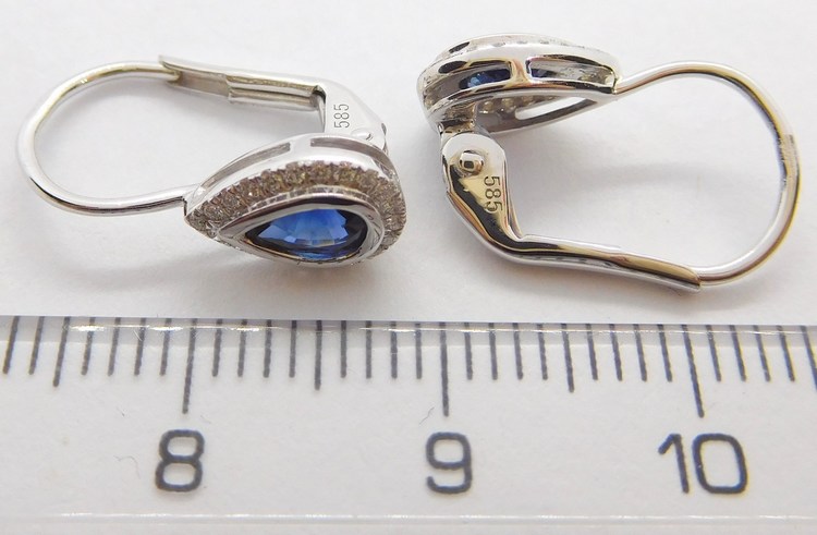 Klenoty Budín Diamantové zlaté náušnice s diamanty a modrými safíry 2x0,53CT 585/1,70gr 3881353