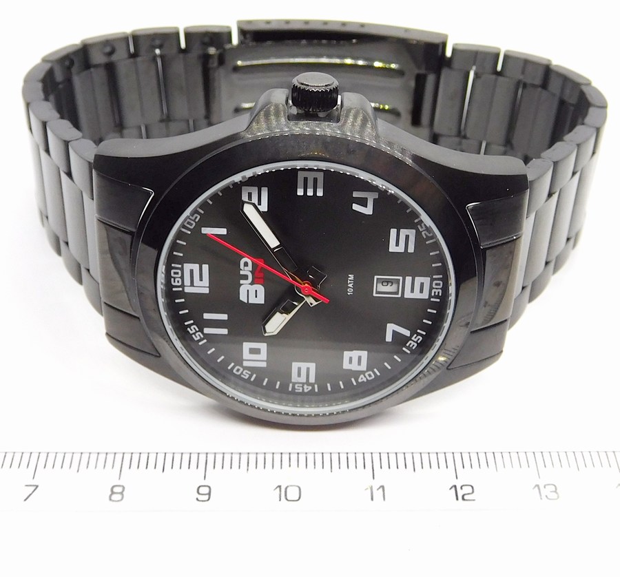 Klenoty Budín Pánské černé čitelné ocelové vodotěsné hodinky BUD-IN steel B2114