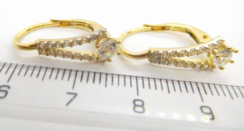 Klenoty Budín Mohutné luxusní zlaté náušnice se zirkony 34 ks 585/2,18gr HK2081