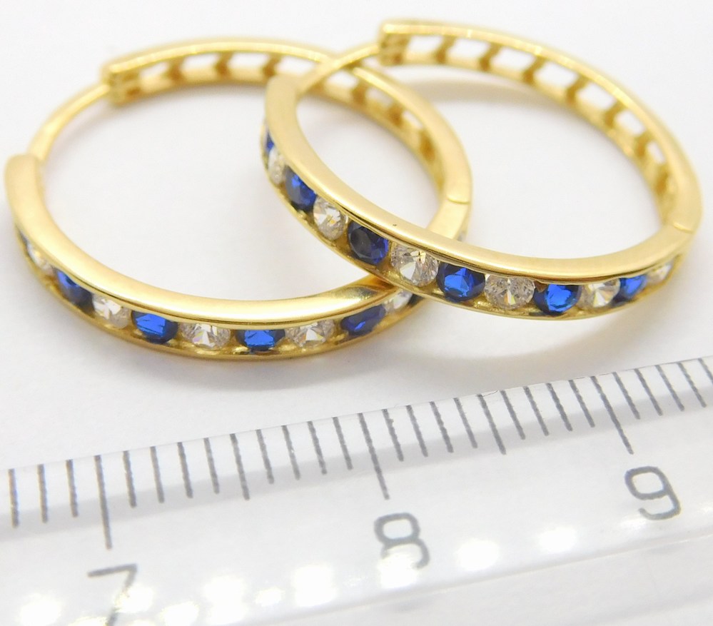Klenoty Budín Velké zlaté kruhy náušnice se zirkony a modrými safíry 585/2,48gr HK2165