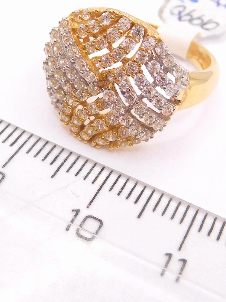 Klenoty Budín Luxusní obrovský zlatý dámský prsten posetý zirkony 80 ks 585/4,04gr vel.54 H237  