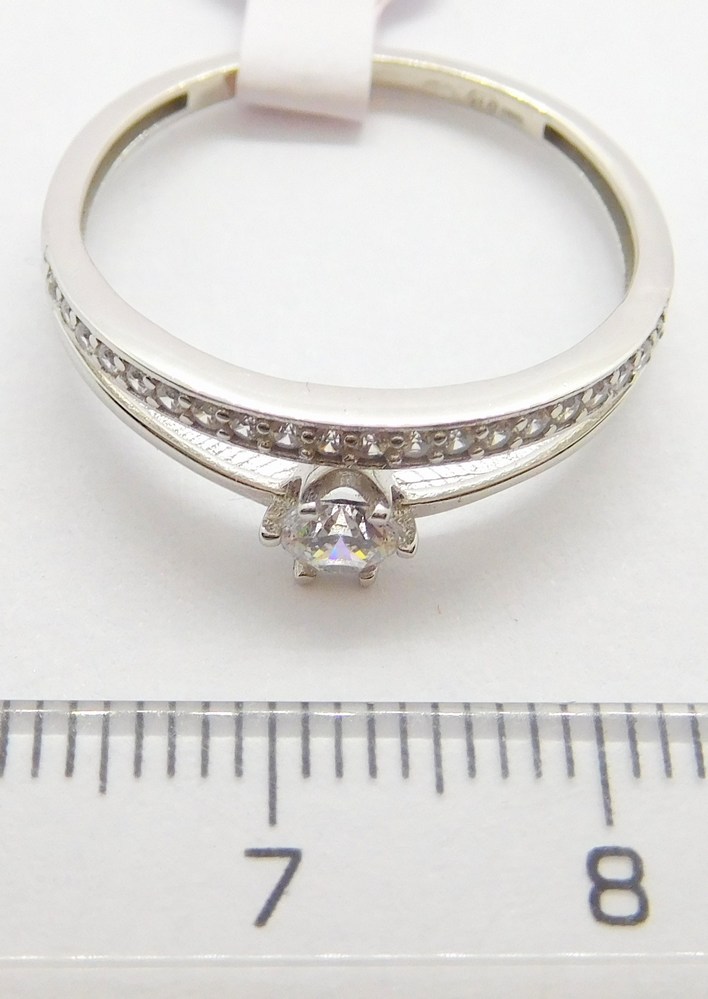 Klenoty Budín Mohutný dámský zásnubní prsten z bílého zlata se zirkony 585/1,99gr vel. 60 HK1128