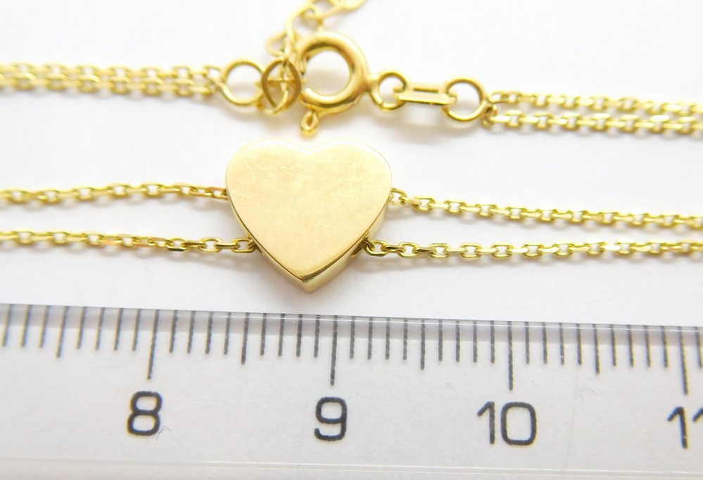 Klenoty Budín Dámský dvojitý zlatý náramek ze žlutého zlata se srdcem 585/1,83gr 17+2,5cm HK7051