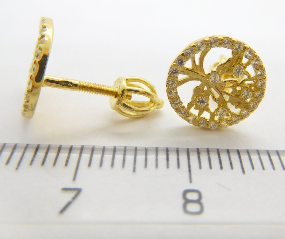 Klenoty Budín Zlaté náušnice se zirkony (stromy života) na šroubek 585/1,45gr 6630413