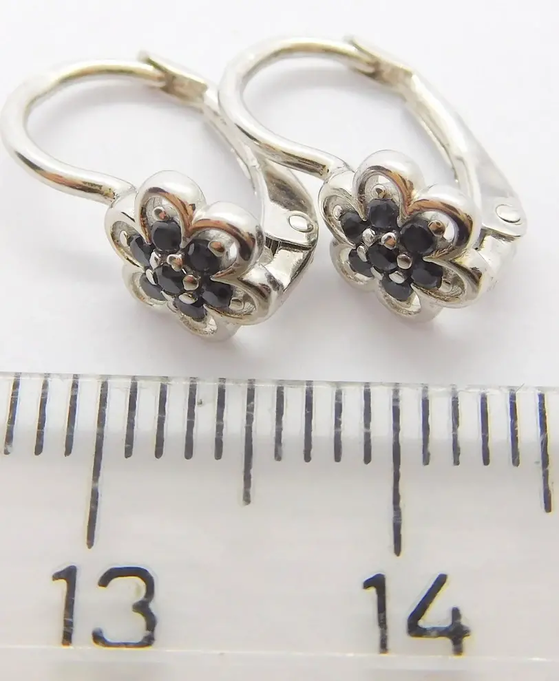 Klenoty Budín Dětské zlaté náušnice s černými zirkony 585/1,47gr H2225