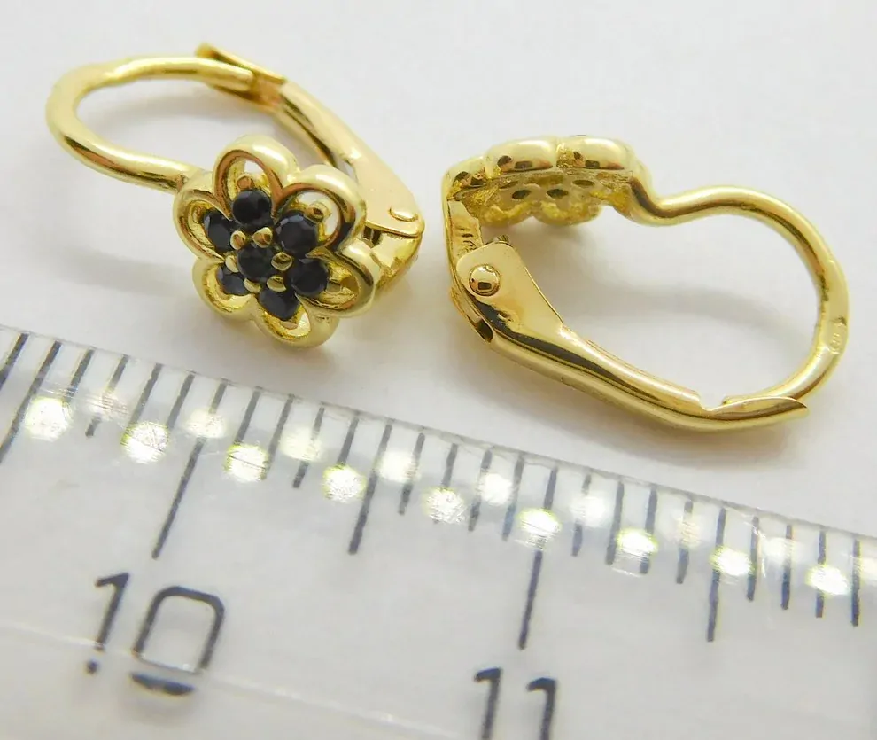 Klenoty Budín Dětské zlaté náušnice s černomodrými zirkony 585/1,40gr H345